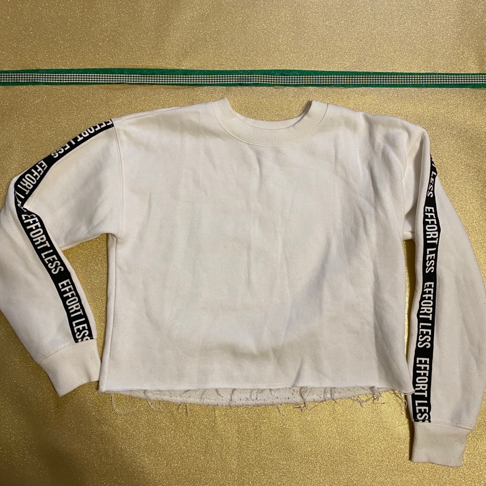 Forever 21 White Cropped Crewneck Sweater